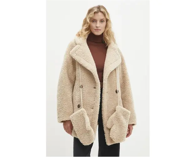 Answear Lab geaca femei, culoarea bej, de tranzitie, oversize