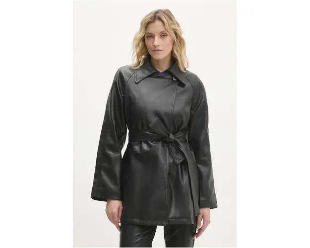 Answear Lab palton femei, culoarea negru, de tranzitie