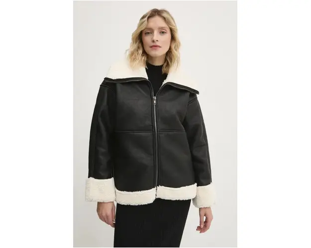 Answear Lab geaca femei, culoarea negru, de tranzitie