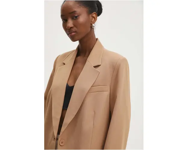 Answear Lab sacou culoarea bej, un singur rand de nasturi, neted