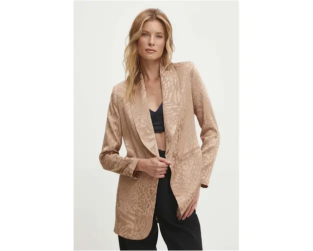 Answear Lab sacou culoarea bej, un singur rand de nasturi, modelator