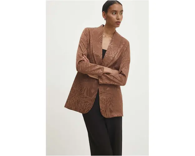 Answear Lab sacou culoarea maro, un singur rand de nasturi, modelator