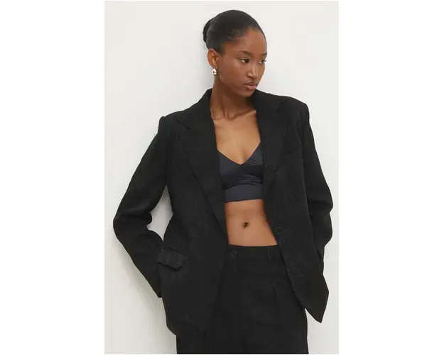 Answear Lab sacou culoarea negru, un singur rand de nasturi, modelator