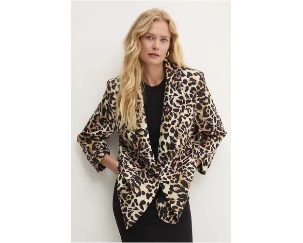 Answear Lab sacou culoarea maro, un singur rand de nasturi, modelator