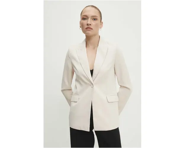 Answear Lab sacou culoarea bej, un singur rand de nasturi, neted