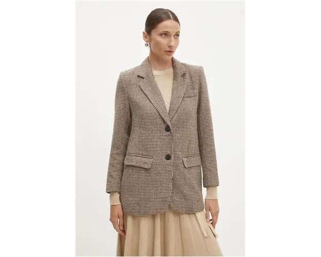 Answear Lab sacou culoarea maro, un singur rand de nasturi, modelator