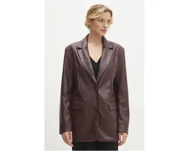 Answear Lab sacou culoarea bordo, un singur rand de nasturi, neted