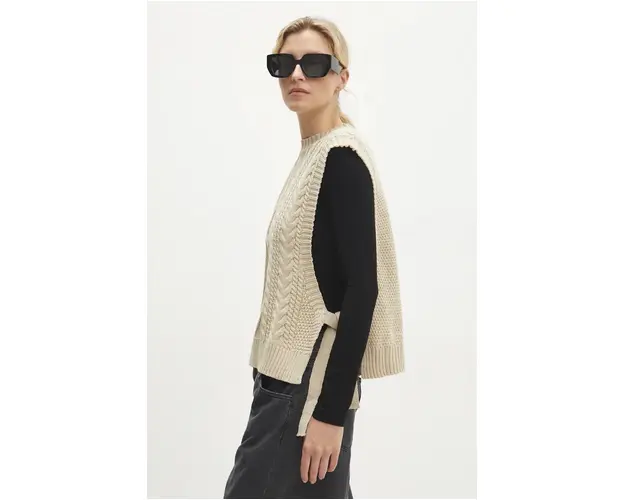 Answear Lab vesta culoarea bej, light