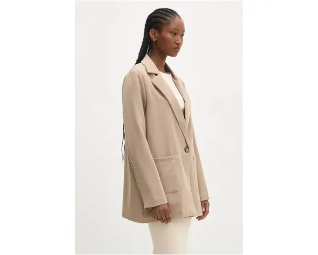 Answear Lab sacou culoarea bej, un singur rand de nasturi, neted