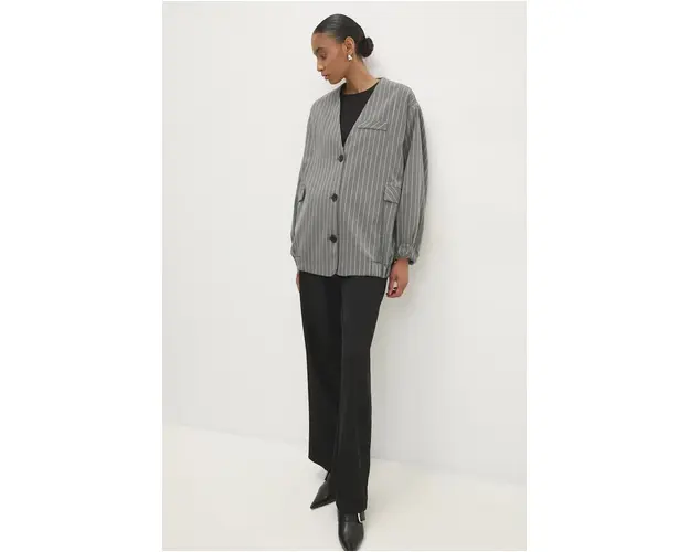 Answear Lab sacou culoarea gri, oversize, modelator