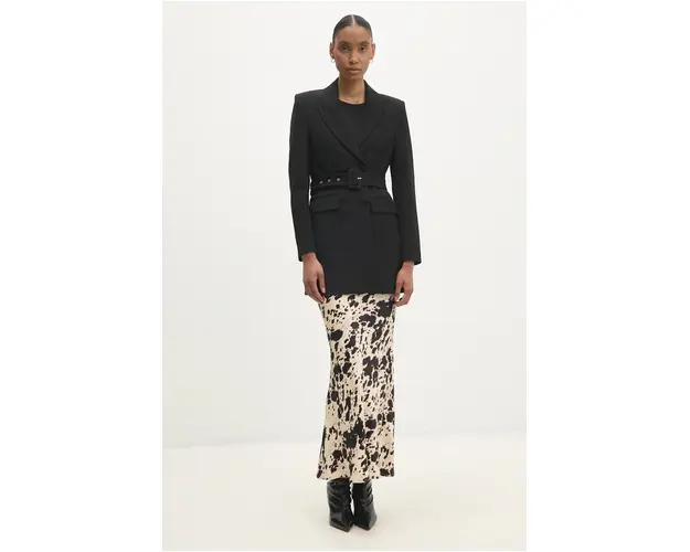 Answear Lab sacou culoarea negru, cu doua randuri de nasturi, modelator