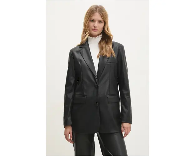Answear Lab sacou culoarea negru, un singur rand de nasturi, neted