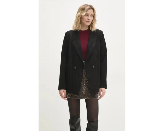 Answear Lab sacou culoarea negru, cu doua randuri de nasturi, neted