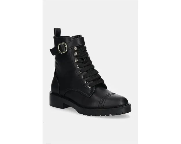 Answear Lab botine femei, culoarea negru, cu toc plat, izolare usoara