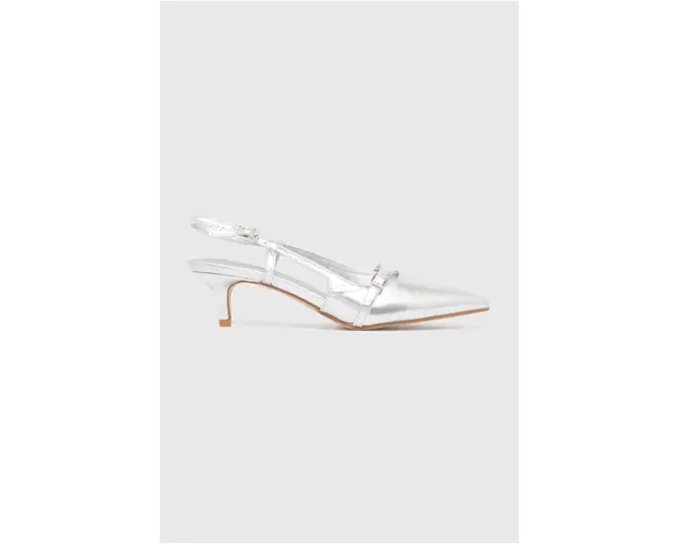 Answear Lab pantofi cu toc culoarea argintiu