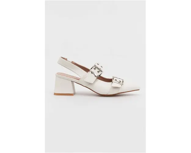 Answear Lab pumps culoarea alb, cu toc drept, cu toc deschis