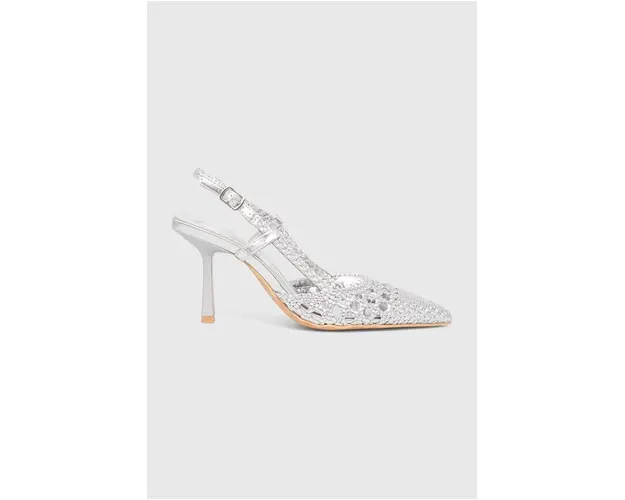 Answear Lab pantofi cu toc culoarea argintiu