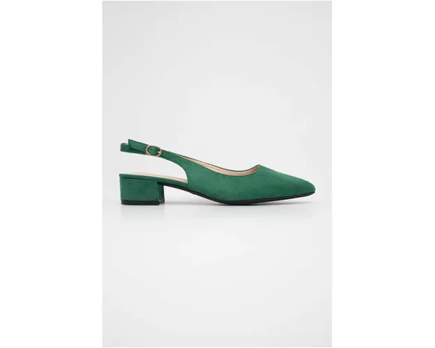 Answear Lab balerini culoarea verde, cu toc deschis