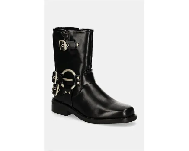Answear Lab botine femei, culoarea negru, cu toc plat, izolare usoara