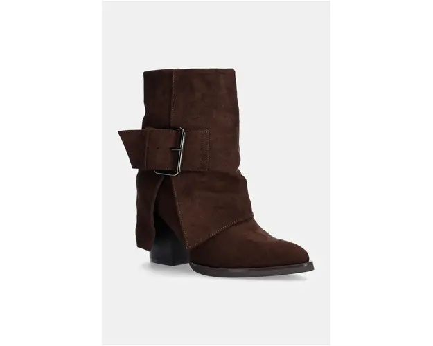 Answear Lab botine femei, culoarea bordo, cu toc drept