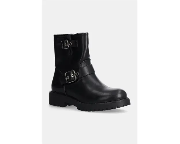 Answear Lab botine femei, culoarea negru, cu toc plat