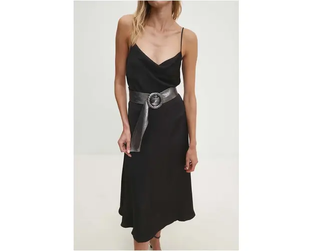 Answear Lab curea de piele femei, culoarea gri