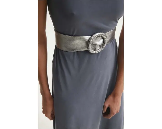 Answear Lab curea de piele femei, culoarea argintiu