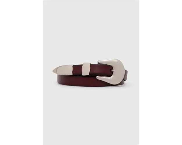 Answear Lab curea de piele femei, culoarea bordo