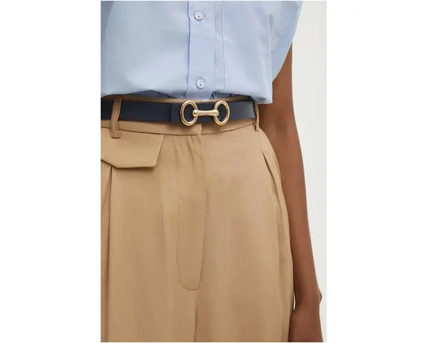 Answear Lab curea de piele femei, culoarea albastru marin