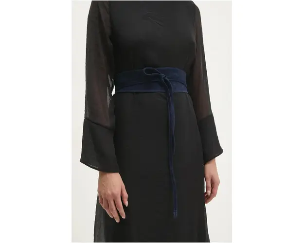 Answear Lab curea din piele intoarsa culoarea albastru marin