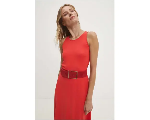 Answear Lab curea din piele intoarsa culoarea rosu