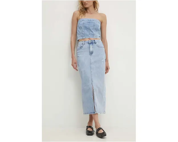 Answear Lab fusta jeans midi, drept