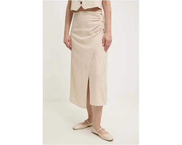Answear Lab fusta de in culoarea bej, midi, evazati