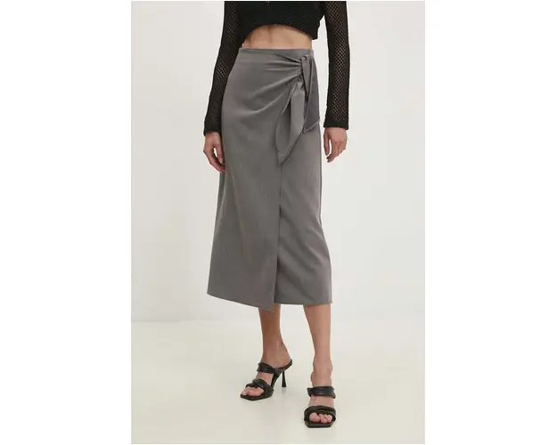 Answear Lab fusta culoarea gri, midi, evazati