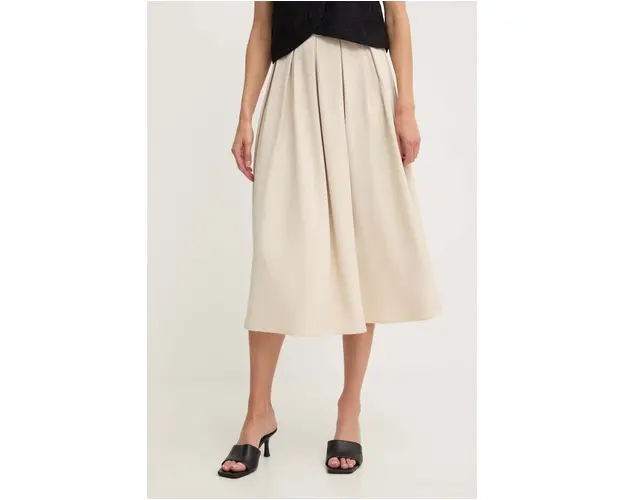 Answear Lab fusta culoarea bej, midi, evazati