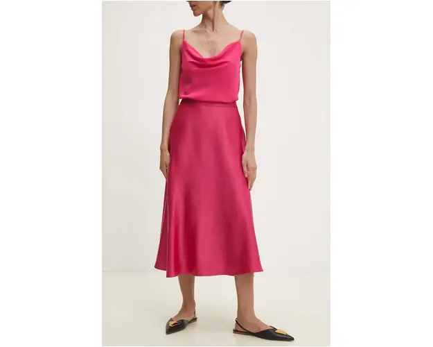 Answear Lab fusta culoarea roz, midi, evazati
