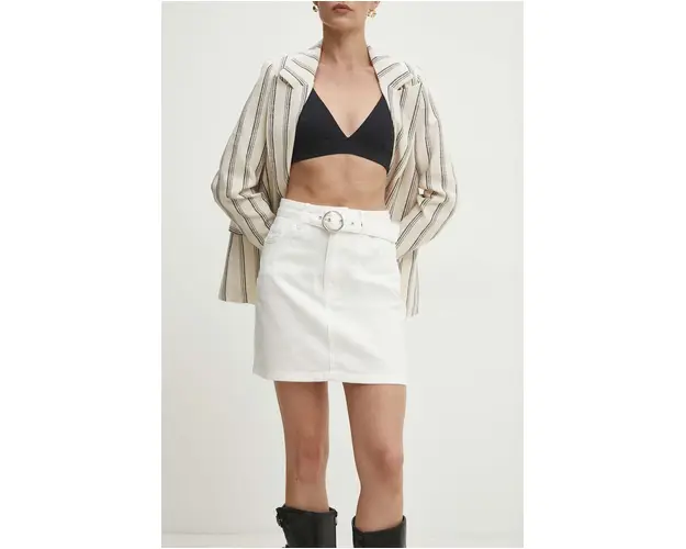 Answear Lab fusta jeans culoarea alb, mini, creion