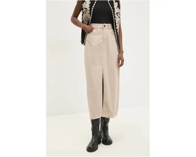 Answear Lab fusta jeans culoarea bej, maxi, drept