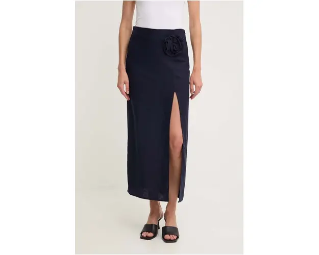 Answear Lab fusta din in culoarea albastru marin, maxi, evazati