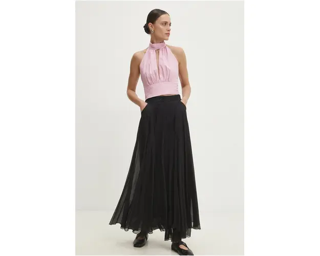 Answear Lab fusta de matase culoarea negru, maxi, evazati