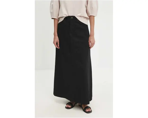 Answear Lab fusta jeans culoarea negru, maxi, evazati
