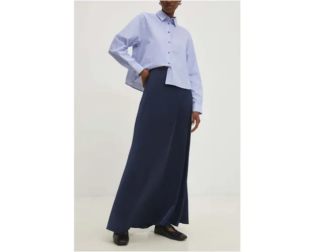Answear Lab fusta culoarea albastru marin, maxi, evazati