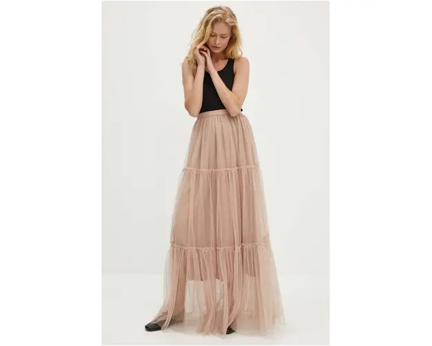 Answear Lab fusta culoarea bej, maxi, evazati