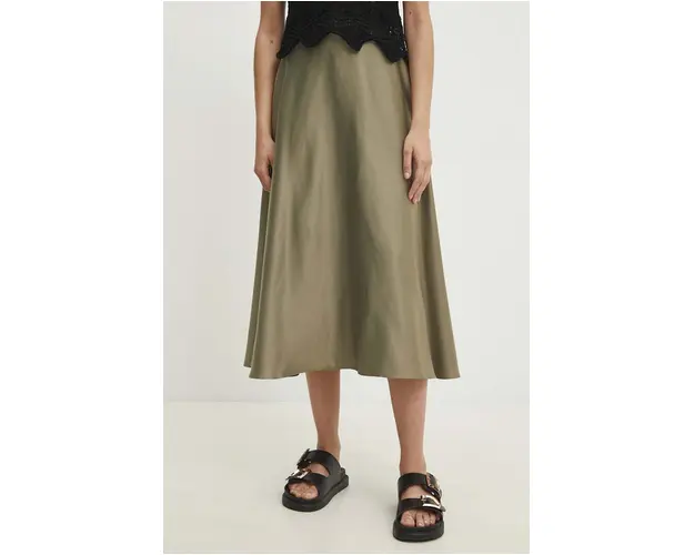 Answear Lab fusta culoarea verde, midi, evazati
