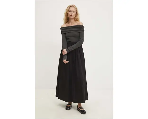Answear Lab fusta din bumbac culoarea negru, maxi, evazati