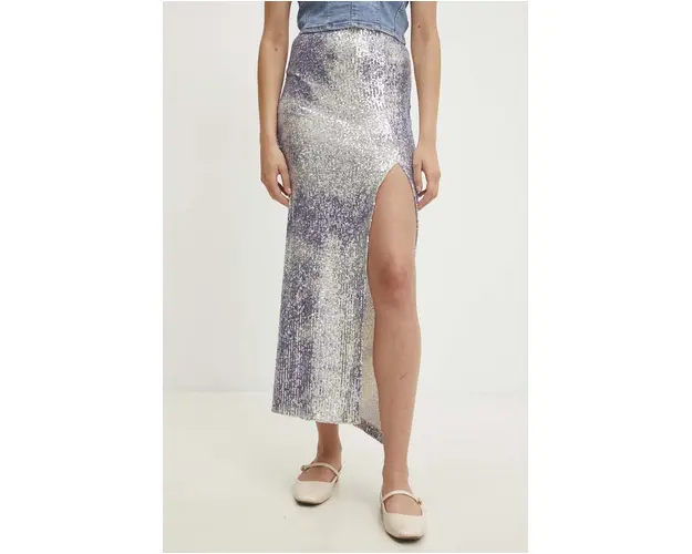 Answear Lab fusta culoarea argintiu, midi, drept