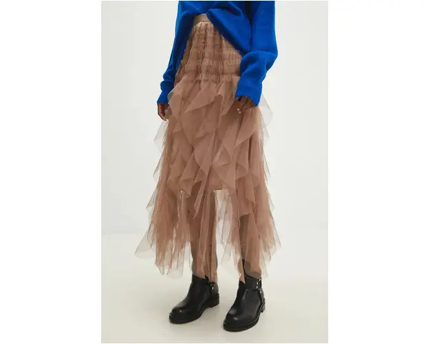 Answear Lab fusta culoarea bej, maxi, evazati