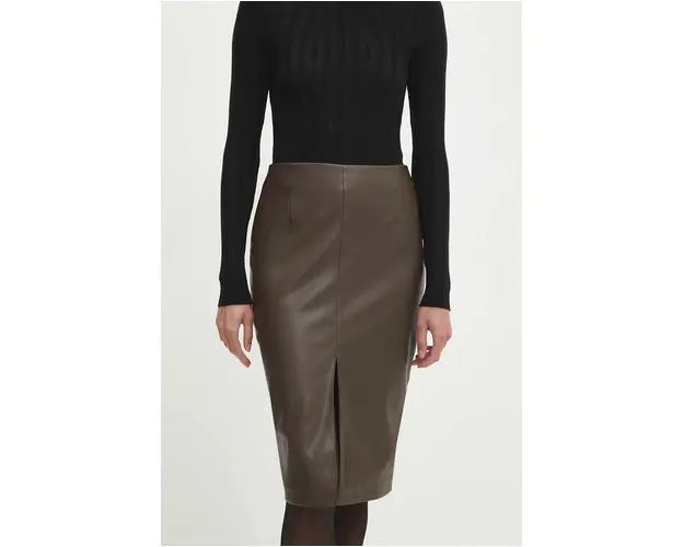 Answear Lab fusta culoarea maro, midi, drept