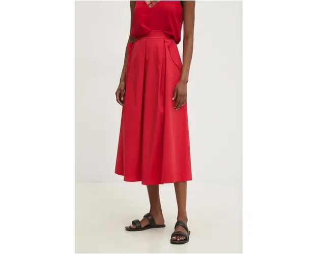 Answear Lab fusta culoarea rosu, midi, evazati