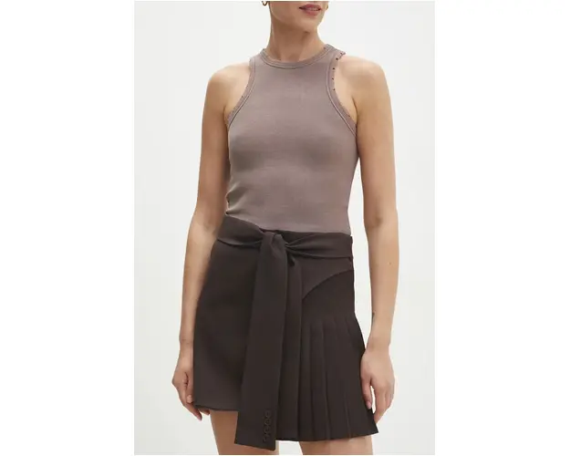 Answear Lab fusta culoarea maro, mini, evazati